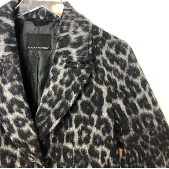 NWT Banana Republic Coat Wool Cotton Grey Animal Print Size S - Picture 4 of 9